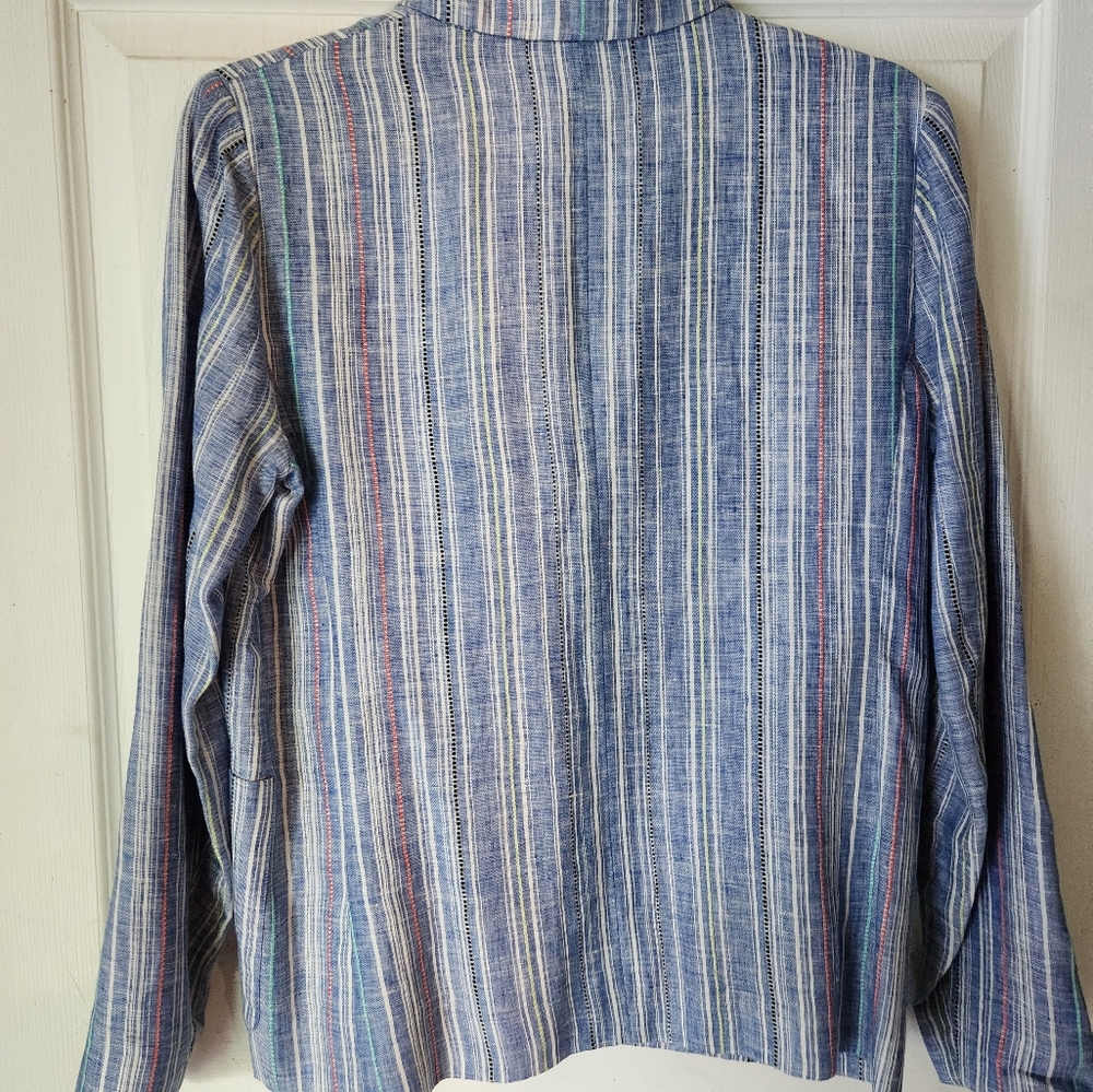 Parker Multicolor Striped Linen Blazer S - Picture 5 of 7